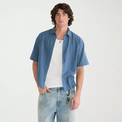 Aéropostale Mens Short Sleeve Regular Fit Button-down Shirt In Blue