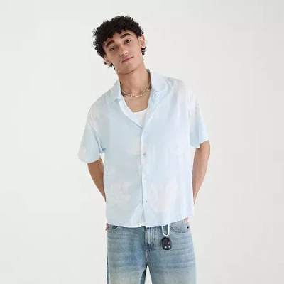 Aéropostale Mens Short Sleeve Regular Fit Button-down Shirt In Blue
