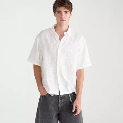 Aéropostale Mens Short Sleeve Regular Fit Button-down Shirt In White