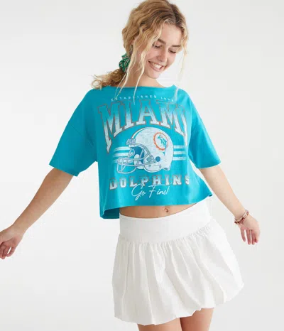 Aéropostale Miami Dolphins Cropped Off-the-shoulder Graphic Tee In Multi