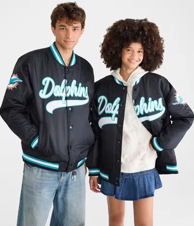Aéropostale Miami Dolphins Satin Bomber Jacket In Blue