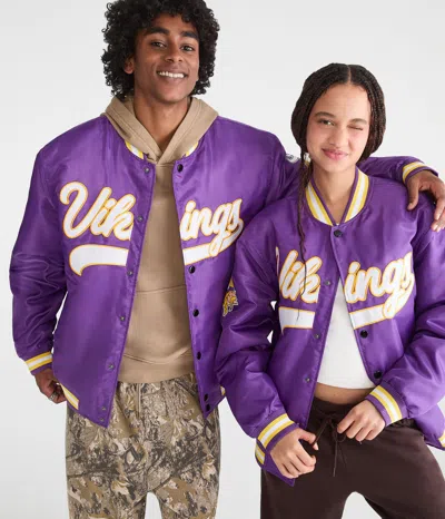 Aéropostale Minnesota Vikings Satin Bomber Jacket In Purple