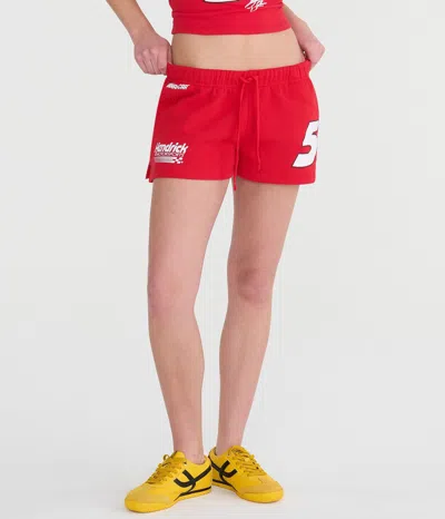 Aéropostale Nascar Hendrick Motorsports #5 Low-rise Fleece Shorts In Red