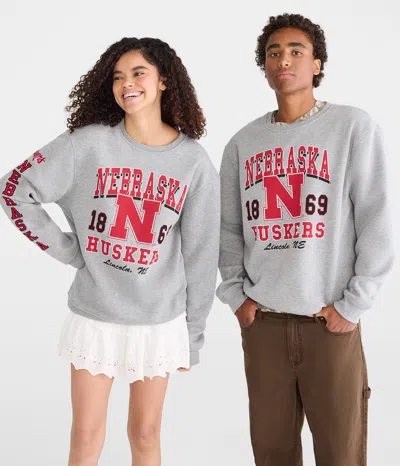 Aéropostale Nebraska Cornhuskers Crew Sweatshirt In Gray