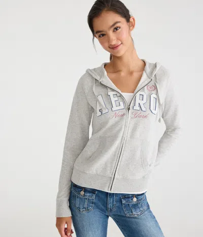 Aéropostale New York Full-zip Hoodie In Gray