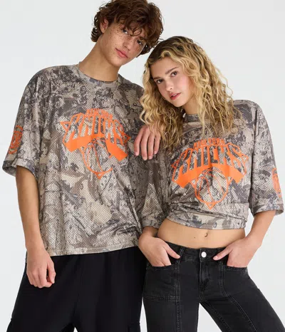 Aéropostale New York Knicks Forest Camo Mesh Top In Brown