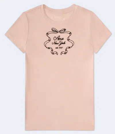 Aéropostale New York Ribbon Flocked Graphic Tee In Multi