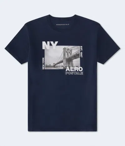 Aéropostale Ny Brooklyn Bridge Graphic Tee In Blue
