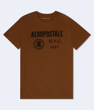Aéropostale Nyc 1987 Appliqué Graphic Tee In Brown