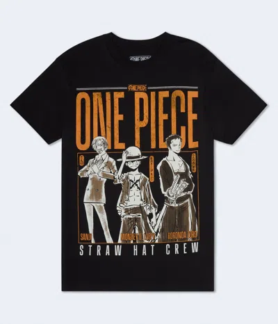 Aéropostale One Piece Straw Hat Crew Relaxed Graphic Tee In Black