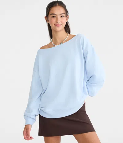 Aéropostale Oversized Off-the-shoulder Sweatshirt In Blue