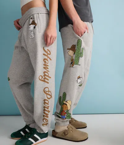 Aéropostale Peanuts  Western Snoopy Howdy Partner Jogger In Gray