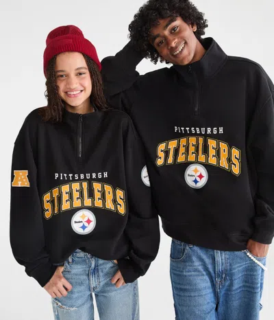 Aéropostale Pittsburgh Steelers Quarter-zip Sweatshirt In Black