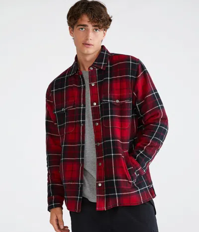 Aéropostale Plaid Flannel Sherpa-lined Shacket In Multi
