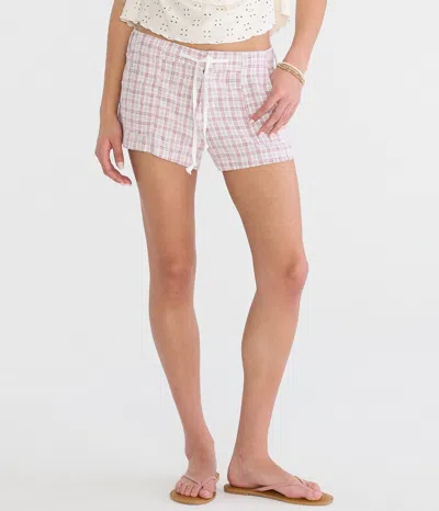 Aéropostale Plaid Low-rise Linen Shorts In White