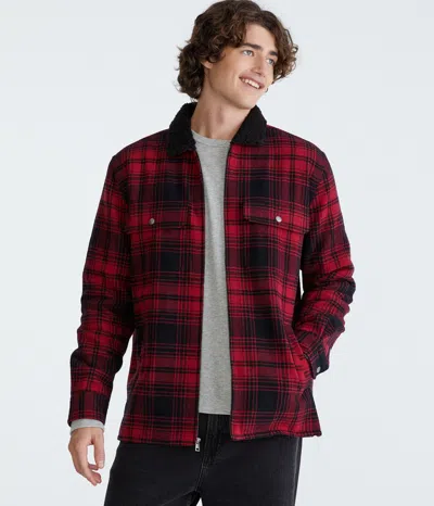 Aéropostale Plaid Sherpa-lined Full-zip Flannel Shacket In Multi
