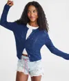 Aéropostale Pointelle Bow Crew Cardigan In Blue