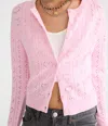 Aéropostale Pointelle Heart Crew Cardigan In Multi