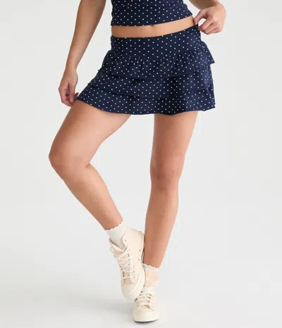 Aéropostale Polka Dot Knit Ruffle Skort In Blue