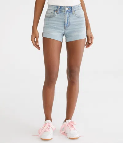 Aéropostale Premium Seriously Stretchy High-rise Denim Midi Shorts In Blue