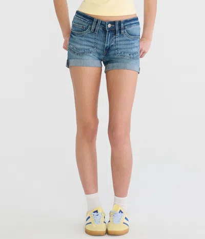 Aéropostale Premium Seriously Stretchy Low-rise Denim Midi Shorts In Blue