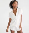 Aéropostale Printed Pointelle Knit Sleep Shirt In White