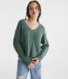 Aéropostale Ribbed V-neck Sweater In Green