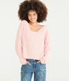 Aéropostale Ribbed V-neck Sweater In Pink