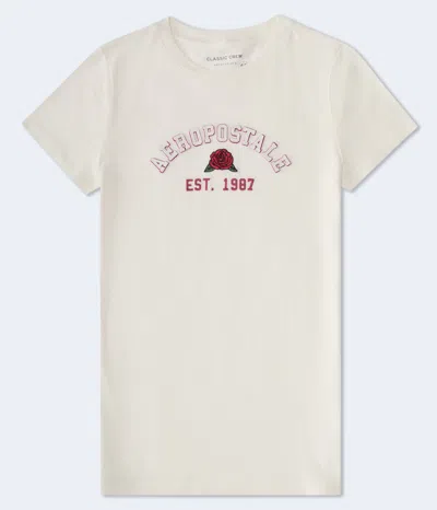 Aéropostale Rose Appliqué Graphic Tee In White