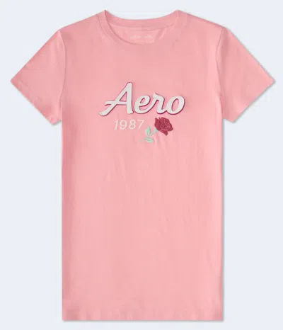Aéropostale Rose Appliqué Graphic Tee In Pink