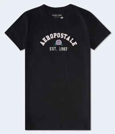 Aéropostale Rose Appliqué Graphic Tee In Black