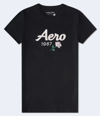 Aéropostale Rose Appliqué Graphic Tee In Black
