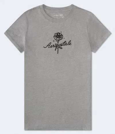 Aéropostale Rose Flocked Graphic Tee In Multi