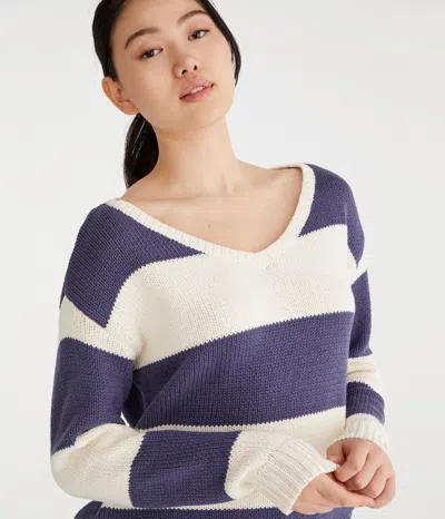 Aéropostale Rugby Stripe V-neck Sweater In Multi