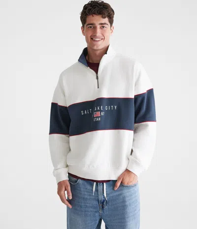 Aéropostale Salt Lake City Colorblocked Quarter-zip Sweatshirt In Blue