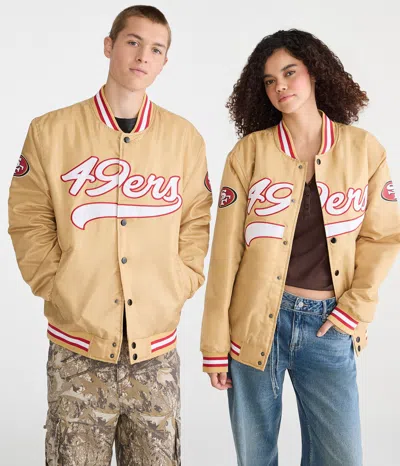 Aéropostale San Francisco 49ers Satin Bomber Jacket In Brown