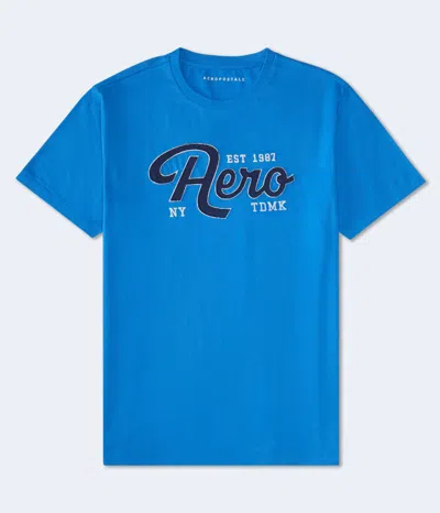 Aéropostale Script Appliqué Graphic Tee In Blue