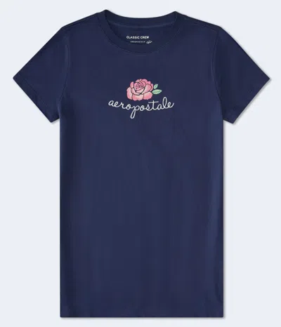Aéropostale Script Rose Graphic Tee In Blue