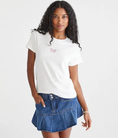 Aéropostale Seriously Soft Butterfly Vintage Fit Graphic Tee In White