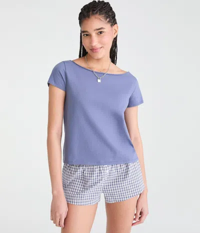 Aéropostale Seriously Soft Off-the-shoulder Vintage Fit Tee In Blue