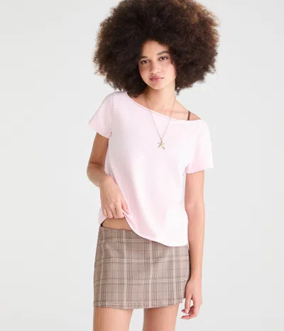 Aéropostale Seriously Soft Off-the-shoulder Vintage Fit Tee In Pink