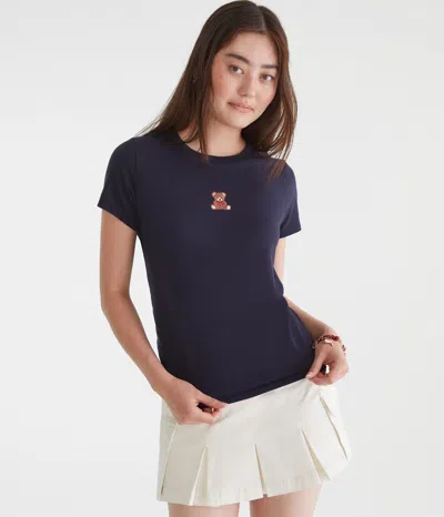 Aéropostale Seriously Soft Teddy Bear Vintage Fit Graphic Tee In Black