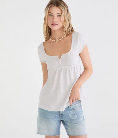 Aéropostale Seriously Soft Y2k Babydoll Henley In White