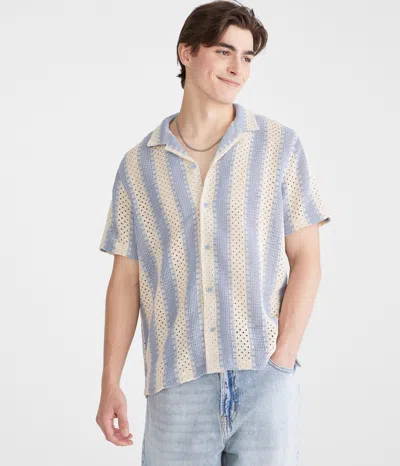 Aéropostale Short Sleeve Crocheted Stripe Shirt