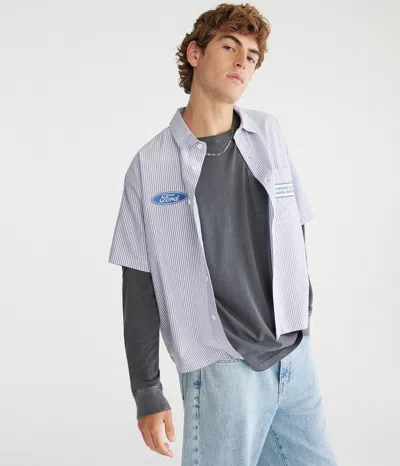 Aéropostale Short Sleeve Ford Bronco Mechanic Shirt In Gray