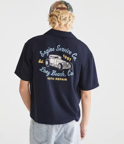 Aéropostale Short Sleeve Long Beach Auto Repair Boxy Camp Shirt