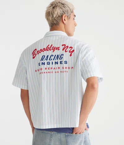 Aéropostale Short Sleeve Striped Brooklyn Racing Mechanic Shirt In Multi