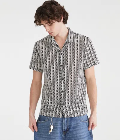 Aéropostale Short Sleeve Textured Stripe Camp Shirt In Multi