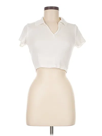 Pre-owned Aéropostale Short Sleeve Top Ivory Collared Neckline Tops In White