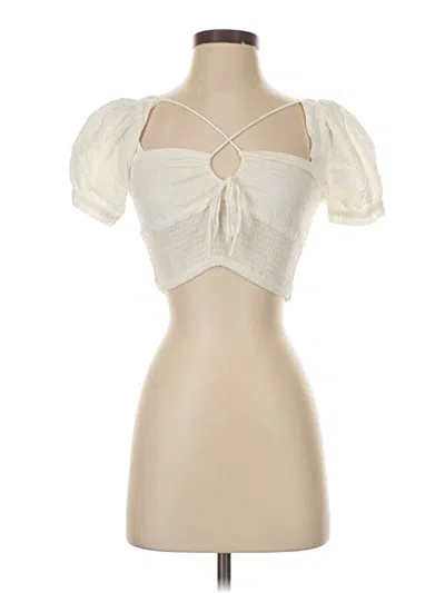 Aéropostale Short Sleeve Top Ivory Sweetheart Neckline Tops In White